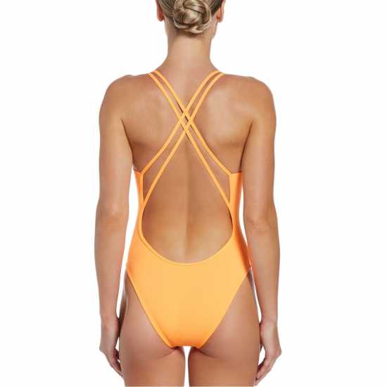 Nike Spider Back Swimsuit Womens Bright Citrus Дамски бански