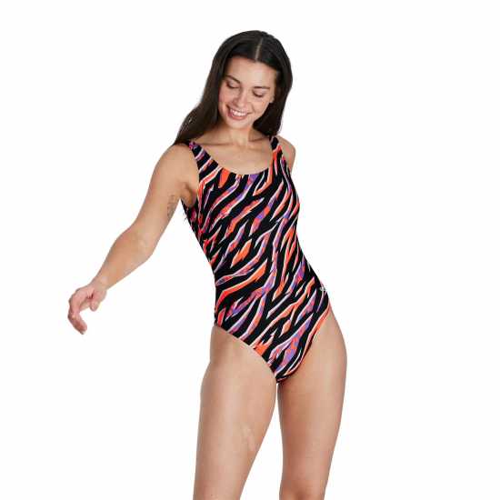Speedo All Over Print Deep U Back Swimsuit Womens  - Дамски бански