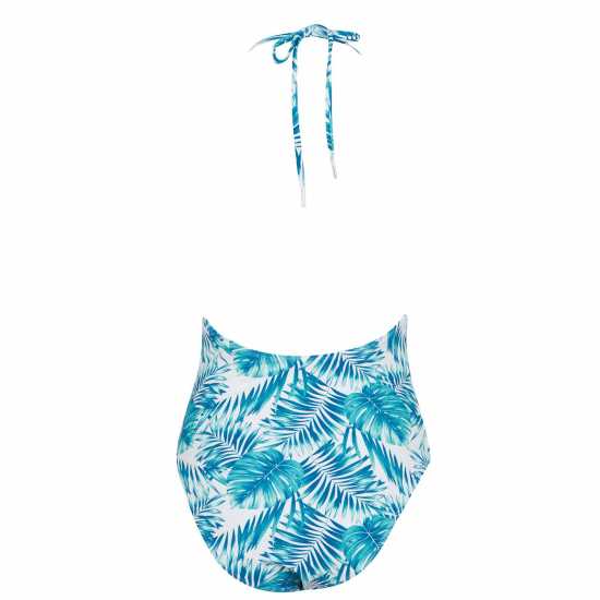 Soulcal Tie Shoulder Swimsuit Leaf Print - Дамско облекло плюс размер