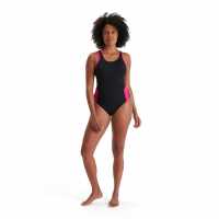 Speedo Women's Boom Logo Splice Muscleback Swimsuit Black  Дамски бански