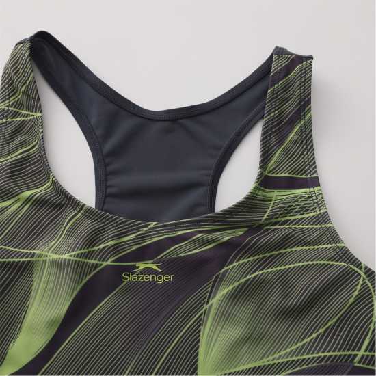 Дамски бански Slazenger Дамски Бански Костюм Lycra® Xtra Life™ Boyleg Swimsuit Ladies Сиво/Зелено Slazenger Дамски Бански Костюм Lycra® Xtra Life™ Boyleg Swimsuit Ladies Сиво/Зелено Дамски бански
