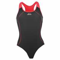 Slazenger Дамски Бански Костюм Racer Back Lycra® Xtra Life™ Swimsuit Ladies Black Дамски бански