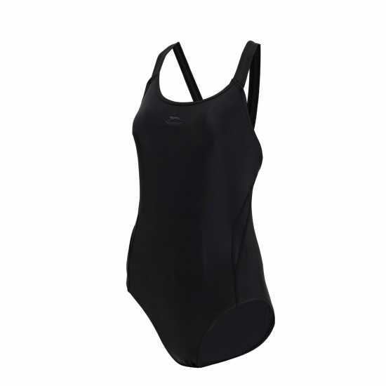 Slazenger Дамски Бански Костюм Lycra® Xtra Life ™ X Back Swimsuit Ladies Black Дамски бански