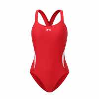 Slazenger Дамски Бански Костюм Lycra® Xtra Life ™ X Back Swimsuit Ladies Red 