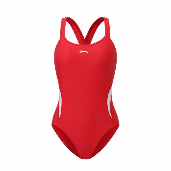 Slazenger Дамски Бански Костюм Lycra® Xtra Life ™ X Back Swimsuit Ladies Red 