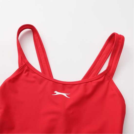 Slazenger Дамски Бански Костюм Lycra® Xtra Life ™ X Back Swimsuit Ladies Red 