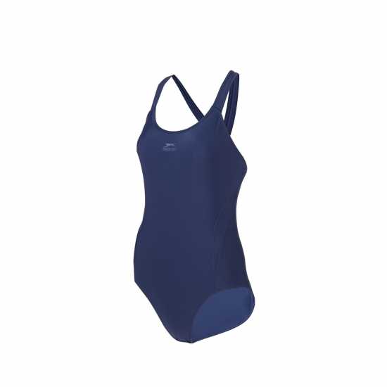Slazenger Дамски Бански Костюм Lycra® Xtra Life ™ X Back Swimsuit Ladies Navy Дамски бански