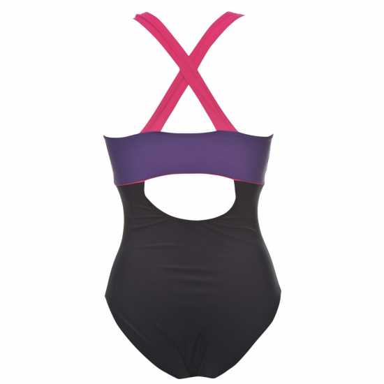 Slazenger Дамски Бански Костюм Lycra® Xtra Life ™ X Back Swimsuit Ladies Navy Дамски бански