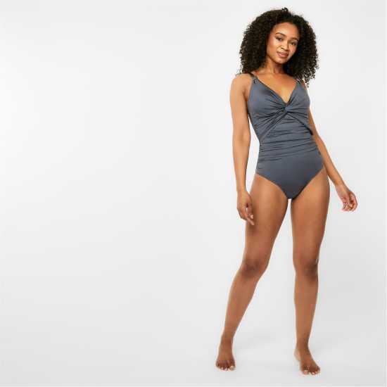 Biba Icon Swimsuit With Tummy Control Ladies Pewter Дамски бански
