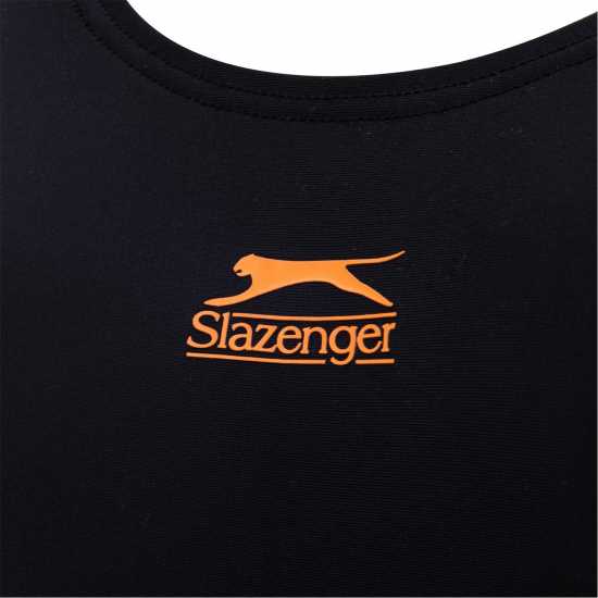 Slazenger Splice Boyleg Swimsuit Womens Black/Orange - Дамски бански
