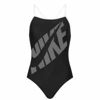 Nike Logo Racer Back Swimsuit Womens Jet Black Дамски бански