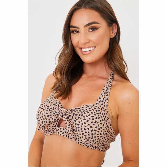 In The Style The Style X Stacey Solomon Recycled Swim Leopard Print Bikini Top  - Дамски бански