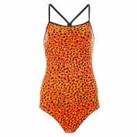 Slazenger Thinstrap Swimsuit Womens Orange Spot Дамски бански