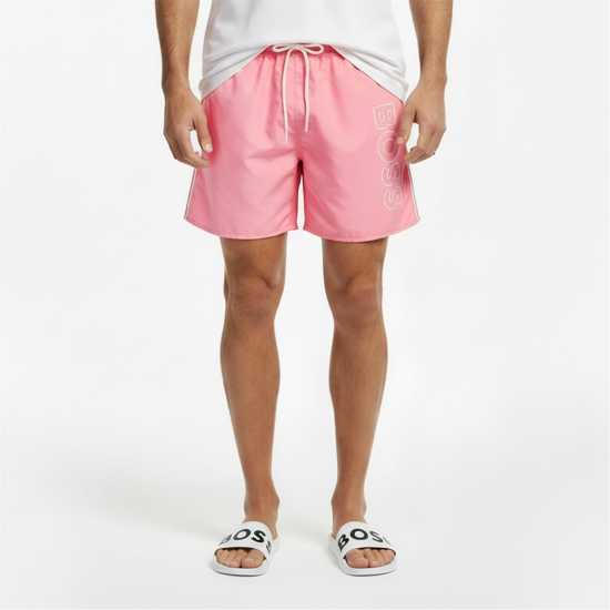 Hugo Boss Boss Mens Boss Swim Shorts With Logo Detail (Stormfish)  