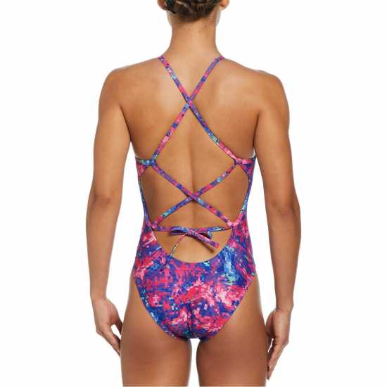 Nike Tie Back Swimsuit Womens Виолетово Дамски бански