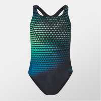 Speedo Digital Printed Medalist Swimsuit Womens Черно/Зелено 