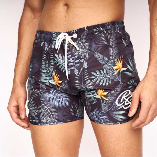 Мъжки плувни шорти и клинове Crosshatch Swim Shorts Черно цветно Crosshatch Swim Shorts Черно цветно Мъжки плувни шорти и клинове