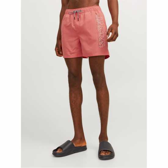 Мъжки плувни шорти и клинове Jack And Jones Fiji Double Logo Swim Shorts Горещ Корал Jack And Jones Fiji Double Logo Swim Shorts Горещ Корал Мъжки плувни шорти и клинове