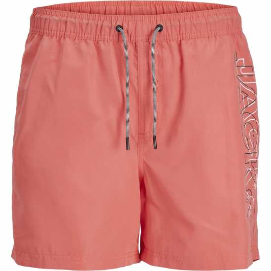 Мъжки плувни шорти и клинове Jack And Jones Fiji Double Logo Swim Shorts Горещ Корал Jack And Jones Fiji Double Logo Swim Shorts Горещ Корал Мъжки плувни шорти и клинове