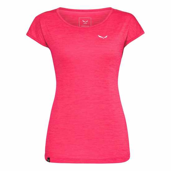 Salewa Puez Melange Dry T-Shirt Womens Розово червено мел Дамски дрехи за бягане