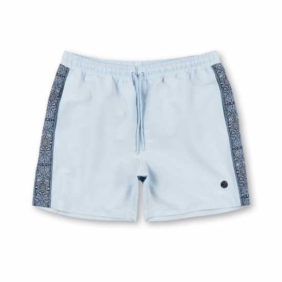 Pretty Green Eclipse Paisley Swim Shorts Светло синьо Мъжки плувни шорти и клинове