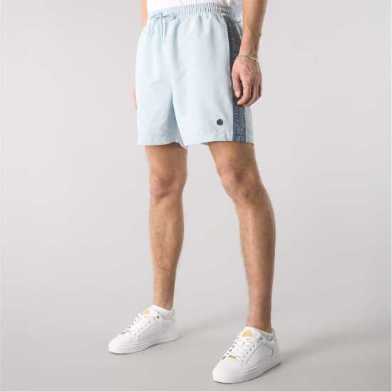 Pretty Green Eclipse Paisley Swim Shorts Светло синьо Мъжки плувни шорти и клинове