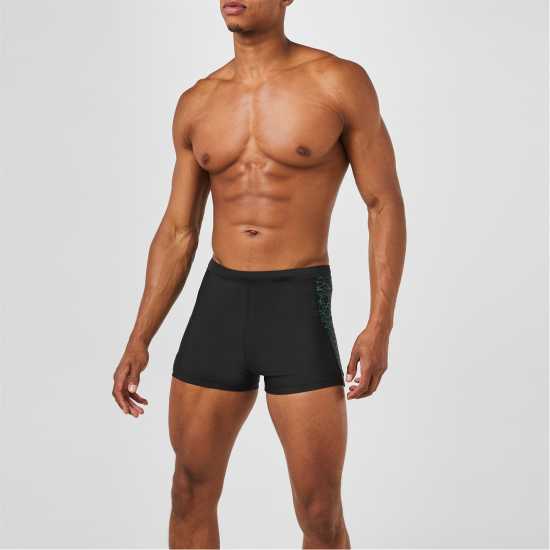 Slazenger Мъжки Плувни Боксерки Splice Swimming Boxers Mens Black/Green - Мъжки плувни шорти и клинове