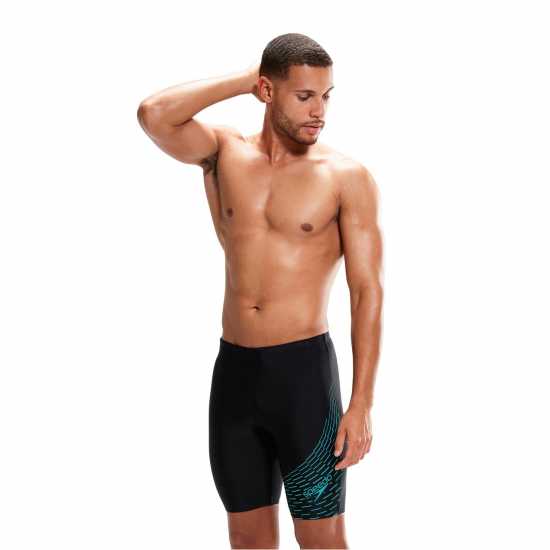 Speedo Мъжки Плувен Клин Medley Logo Swimming Jammers Mens Black/Green Мъжки плувни шорти и клинове