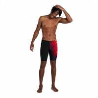 Speedo Men's Placement Jammer Black Black/Orange Мъжки плувни шорти и клинове