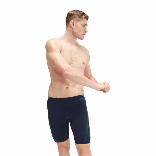 Speedo Мъжки Плувни Шорти Hyperboom Jammer Swim Shorts Mens Navy/Green Мъжки плувни шорти и клинове
