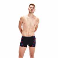 Speedo Мъжки Шорти Tech Print Aquashorts Mens Черно/Червено Мъжки плувни шорти и клинове