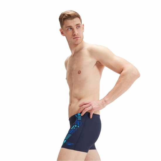 Speedo Мъжки Шорти Tech Print Aquashorts Mens Navy/Blue - Мъжки плувни шорти и клинове