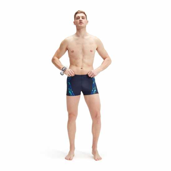 Speedo Мъжки Шорти Tech Print Aquashorts Mens Navy/Blue - Мъжки плувни шорти и клинове