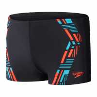 Speedo Мъжки Шорти Tech Print Aquashorts Mens Черно/Оранжево Мъжки плувни шорти и клинове