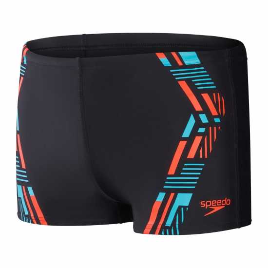 Speedo Мъжки Шорти Tech Print Aquashorts Mens Black/Orange - Мъжки плувни шорти и клинове