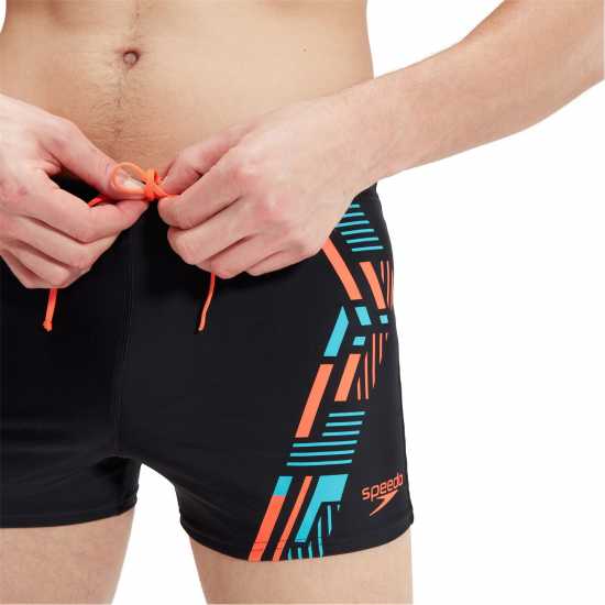 Speedo Мъжки Шорти Tech Print Aquashorts Mens Black/Orange - Мъжки плувни шорти и клинове