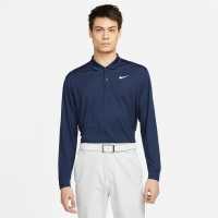 Nike Dri-FIT Victory Men's Long-Sleeve Golf Polo Navy/White Мъжко облекло за едри хора