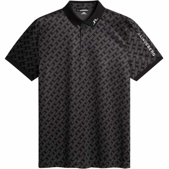 J Lindeberg Golf Tech Print Polo Sn52 Tonal Black J Lindeberg Golf Tech Print Polo Sn52 Tonal Black