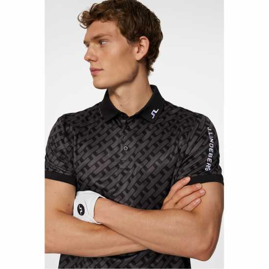 J Lindeberg Golf Tech Print Polo Sn52 Tonal Black J Lindeberg Golf Tech Print Polo Sn52 Tonal Black