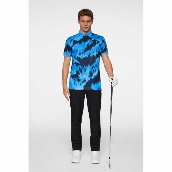 J Lindeberg Golf Tech Print Polo Sn52 Warp Sonic Blue J Lindeberg Golf Tech Print Polo Sn52 Warp Sonic Blue