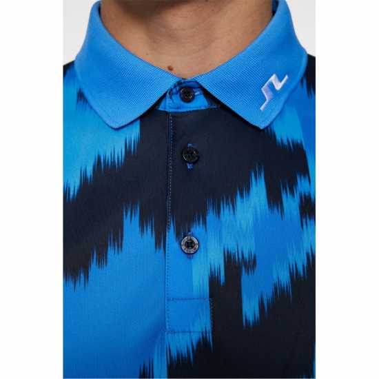 J Lindeberg Golf Tech Print Polo Sn52 Warp Sonic Blue J Lindeberg Golf Tech Print Polo Sn52 Warp Sonic Blue