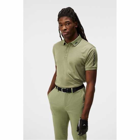 Мъжка Блуза С Яка J Lindeberg Golf Tour Tech Golf Polo Shirt Mens Маслено зелено Мел Дрехи за голф