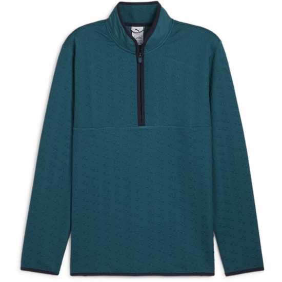 Puma X Ap Jacquard quarter Zip Polo Shirt Mens Cold Green Puma Мъжка Блуза С Яка X Ap Jacquard Quarter Zip Polo Shirt Mens Cold Green