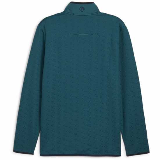 Puma X Ap Jacquard quarter Zip Polo Shirt Mens Cold Green Puma Мъжка Блуза С Яка X Ap Jacquard Quarter Zip Polo Shirt Mens Cold Green