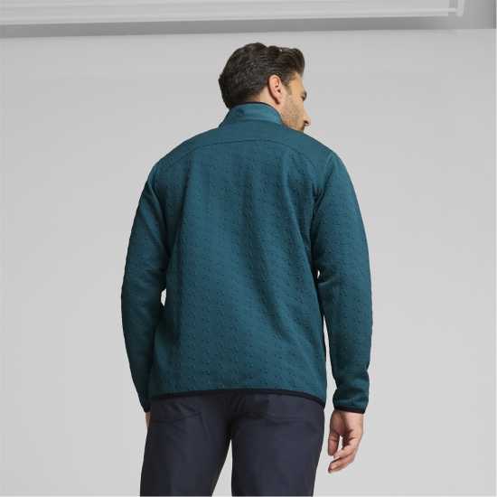 Puma X Ap Jacquard quarter Zip Polo Shirt Mens Cold Green Puma Мъжка Блуза С Яка X Ap Jacquard Quarter Zip Polo Shirt Mens Cold Green