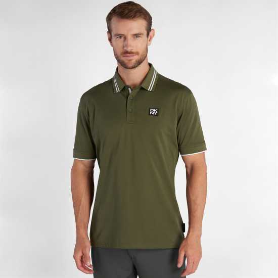 Dkny Golf Spike Pique Polo Olive Grn/White Мъжки тениски с яка