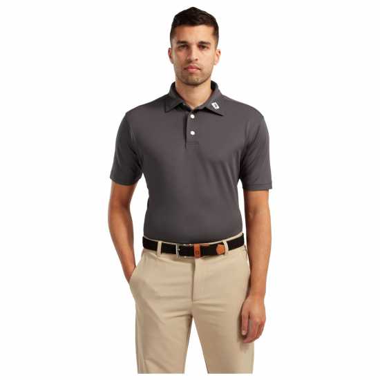 Footjoy Мъжка Блуза С Яка Solid Polo Shirt Mens Charcoal Мъжки тениски с яка