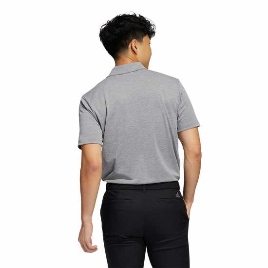 Adidas Мъжка Блуза С Яка Heather Polo Shirt Mens Grey Мъжко облекло за едри хора