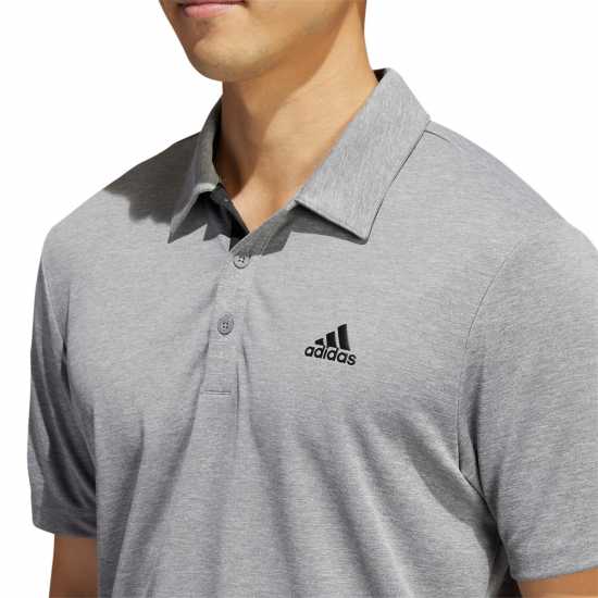 Adidas Мъжка Блуза С Яка Heather Polo Shirt Mens Grey Мъжко облекло за едри хора
