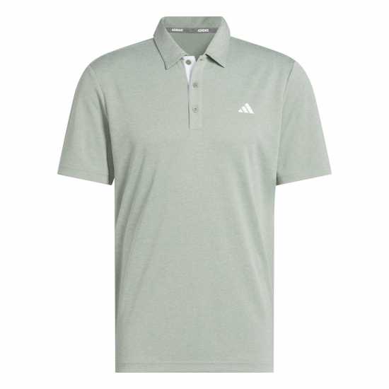 Adidas Мъжка Блуза С Яка Heather Polo Shirt Mens Сребърно зелено Дрехи за голф